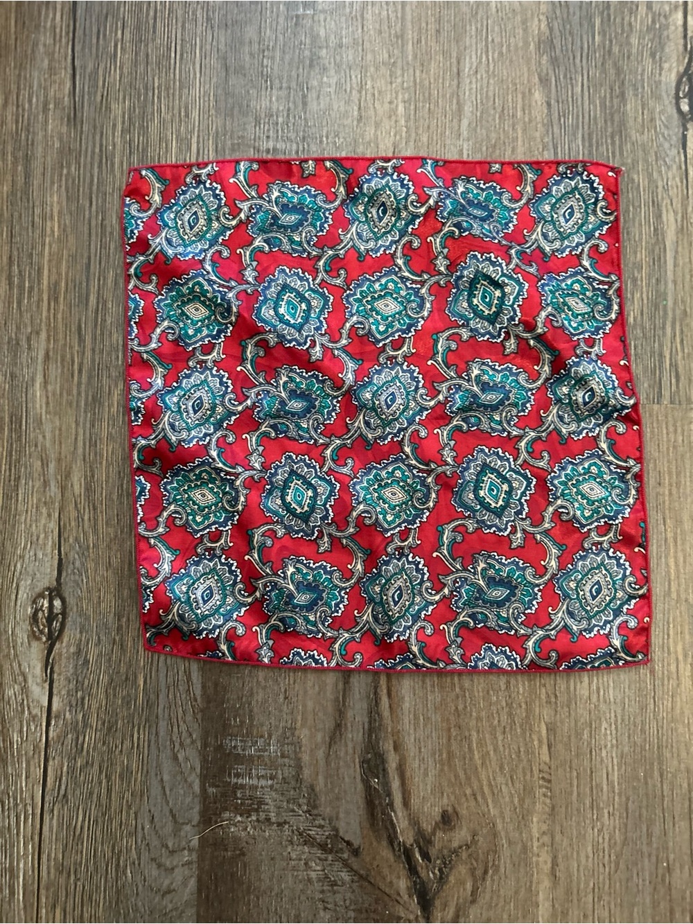 Red Paisley Silk Pocket Square